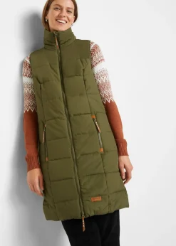 Longue doudoune sans manches à col montant