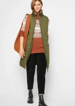 Longue doudoune sans manches à col montant