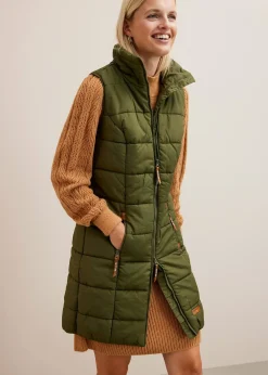 Longue doudoune sans manches à col montant