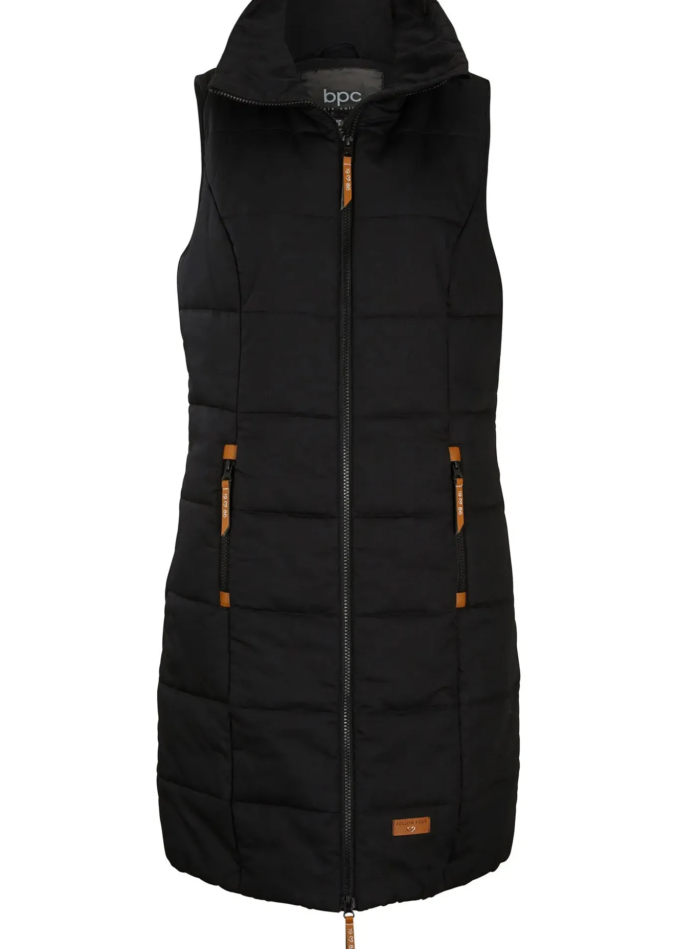 Longue doudoune sans manches à col montant