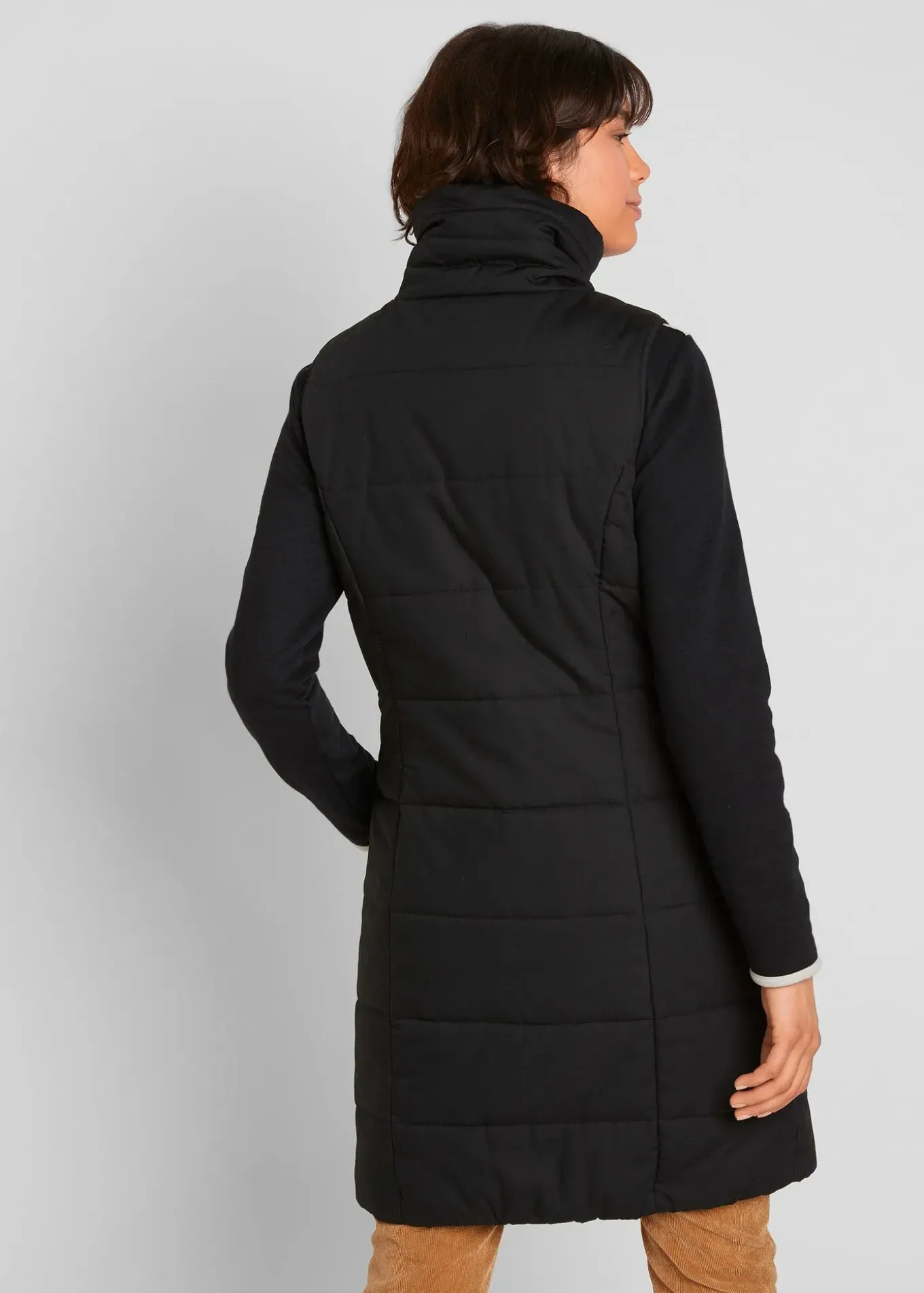 Longue doudoune sans manches à col montant