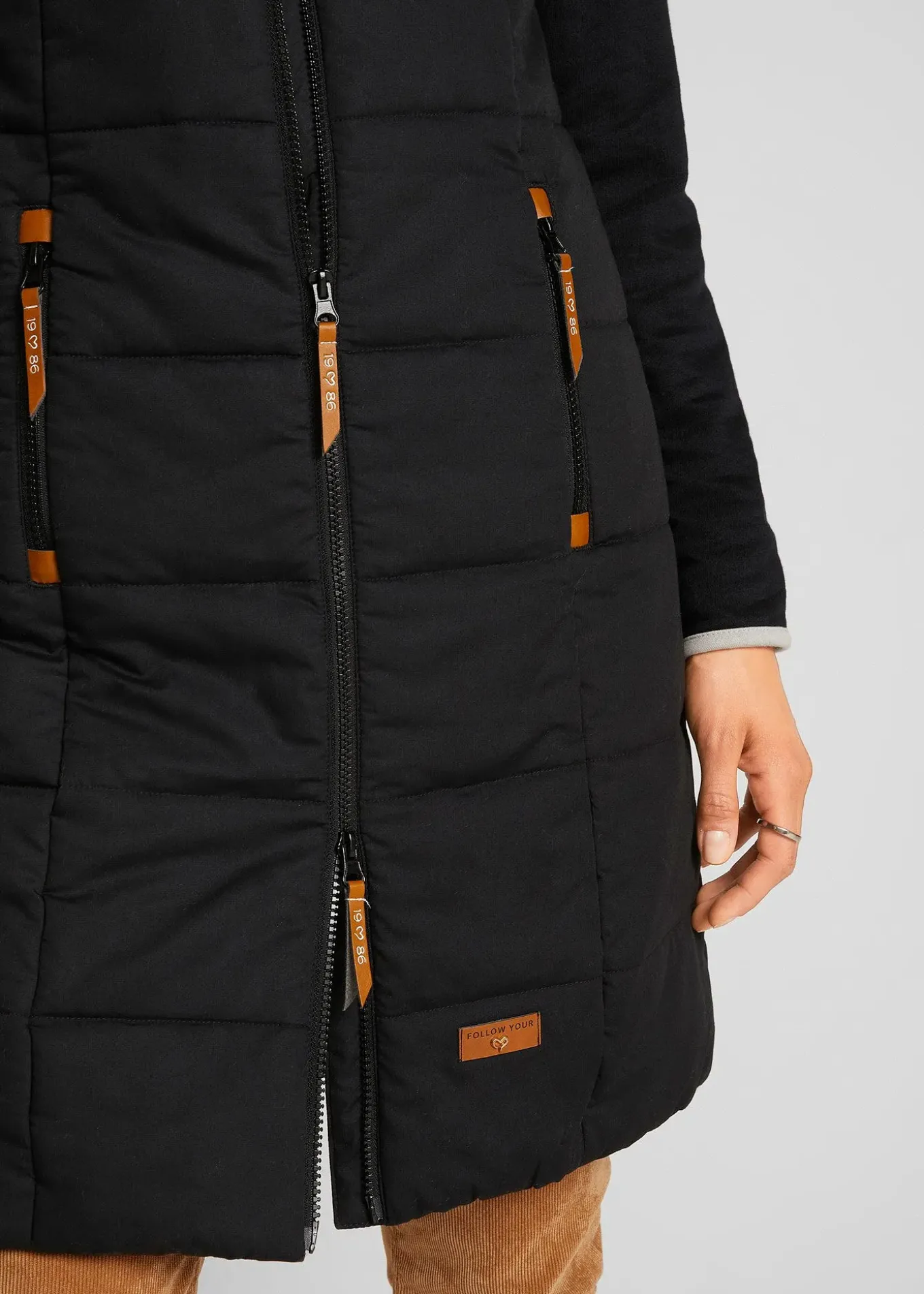 Longue doudoune sans manches à col montant