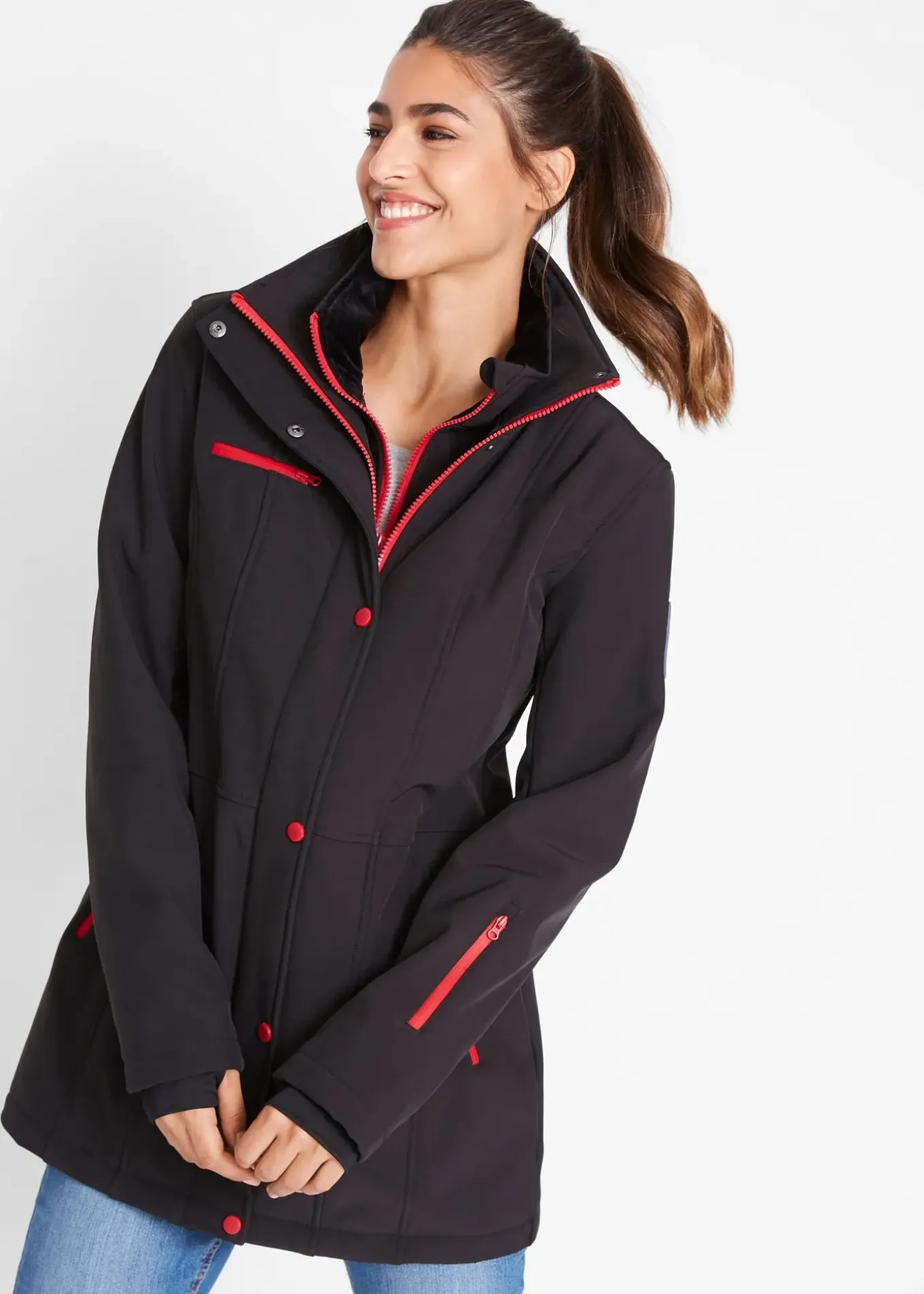 Longue parka en softshell extensible et déperlant
