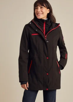Longue parka en softshell extensible et déperlant