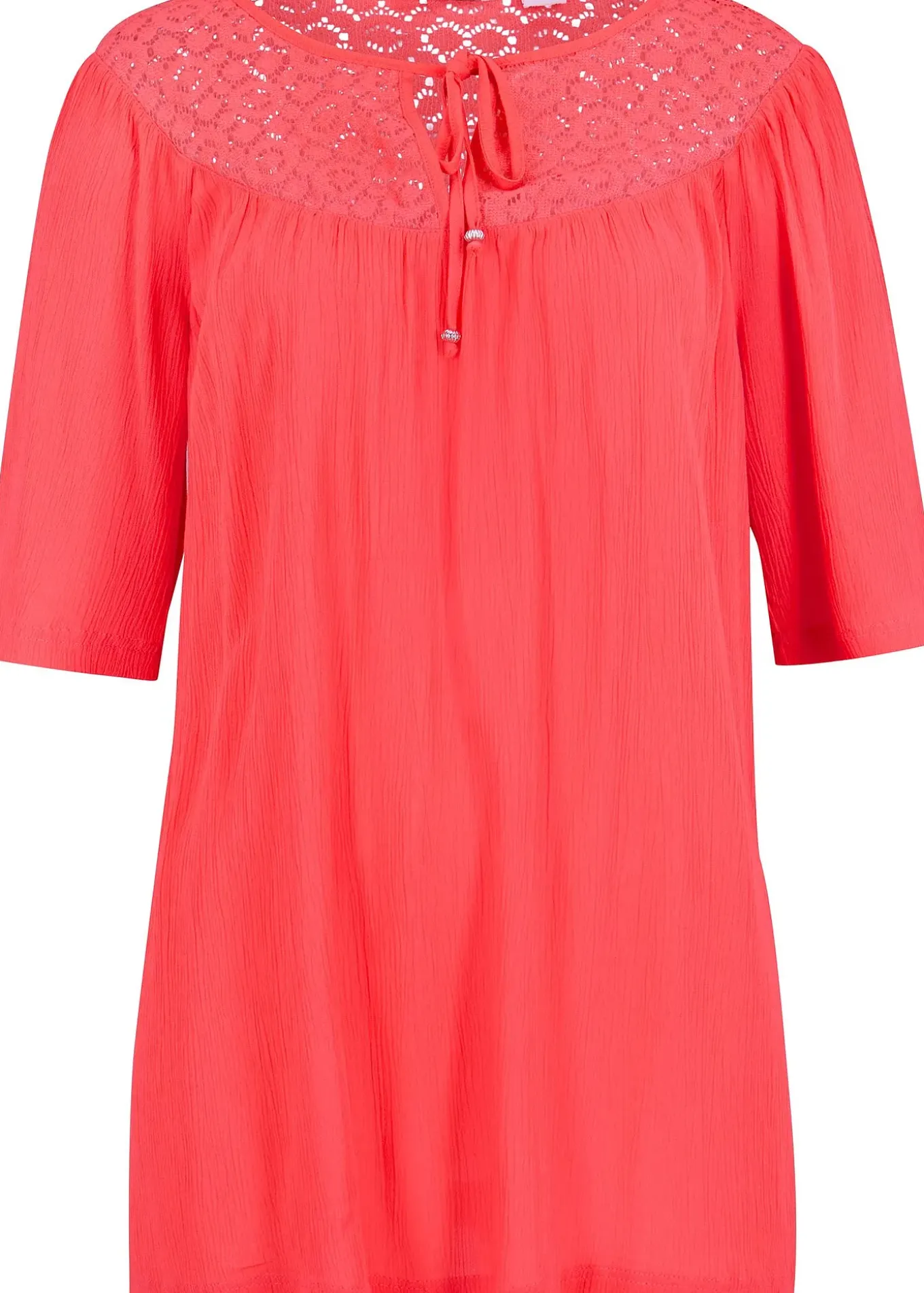 Longue tunique en crépon, manches coude