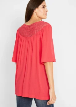 Longue tunique en crépon, manches coude