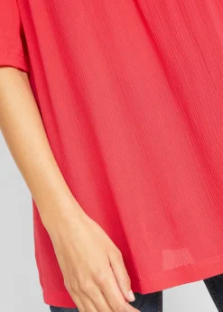 Longue tunique en crépon, manches coude