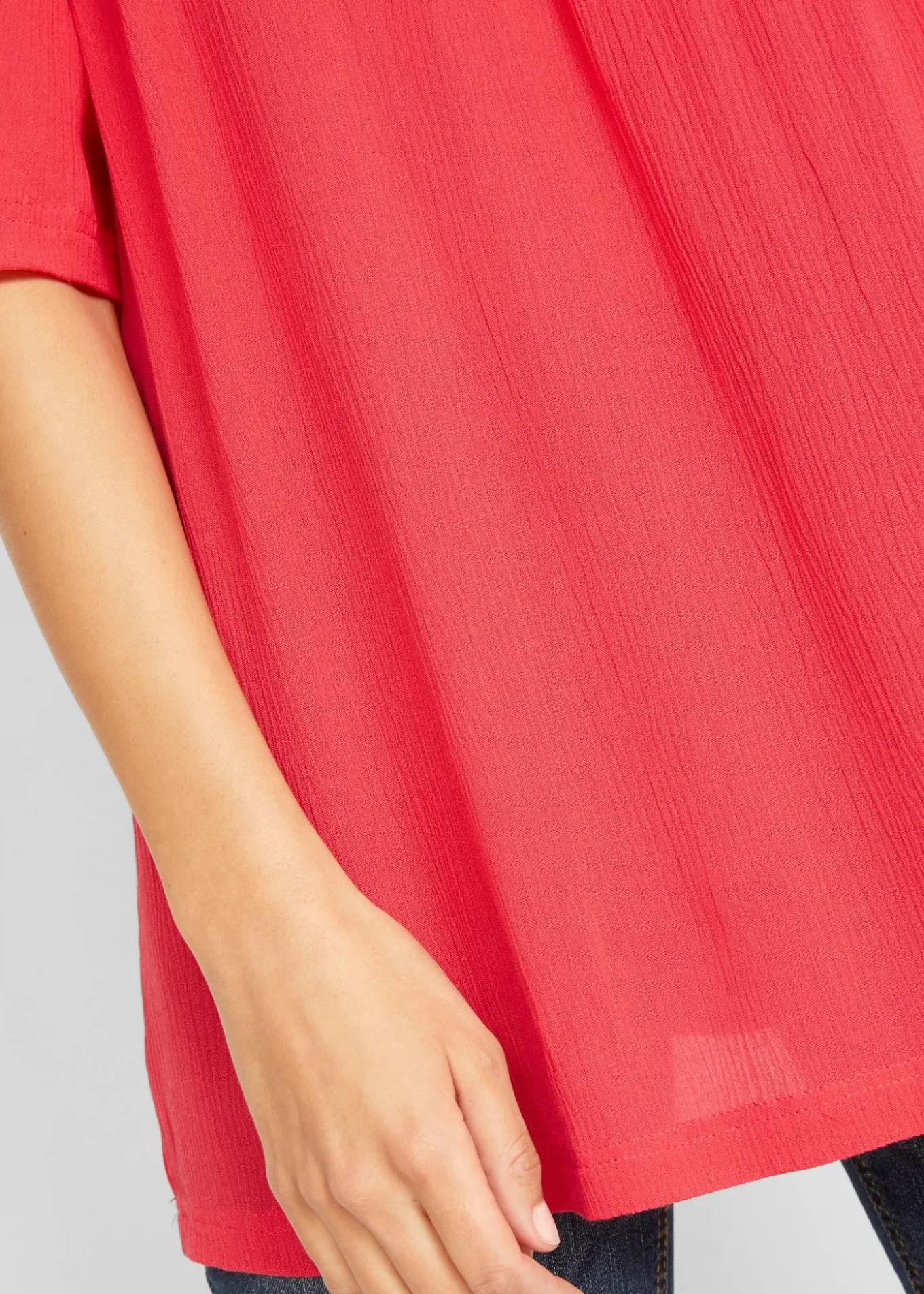 Longue tunique en crépon, manches coude