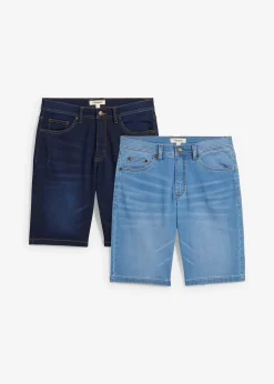 Lot de 2 bermudas en molleton effet jean, slim
