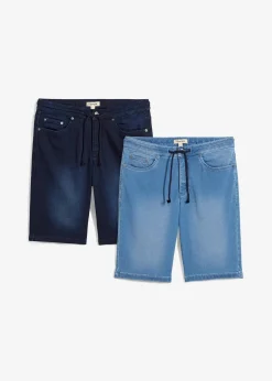 Lot de 2 bermudas en sweat effet jean, Regular