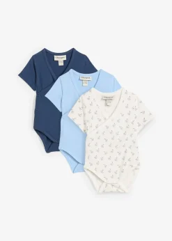 Lot de 3 bodies bébé croisés manches courtes, 100% coton