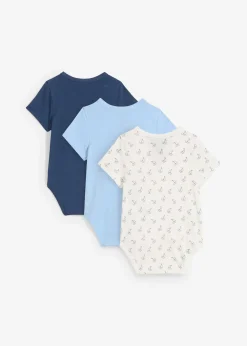 Lot de 3 bodies bébé croisés manches courtes, 100% coton
