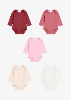 Lot de 5 bodies bébé manches longues 100% coton