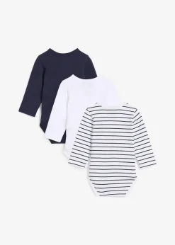 Lot de 3 bodys bébé style portefeuille, manches longues