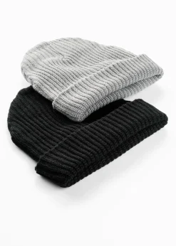 Lot de 2 bonnets en maille