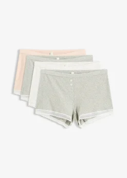 Lot de 4 boxers femme côtelés avec dentelle