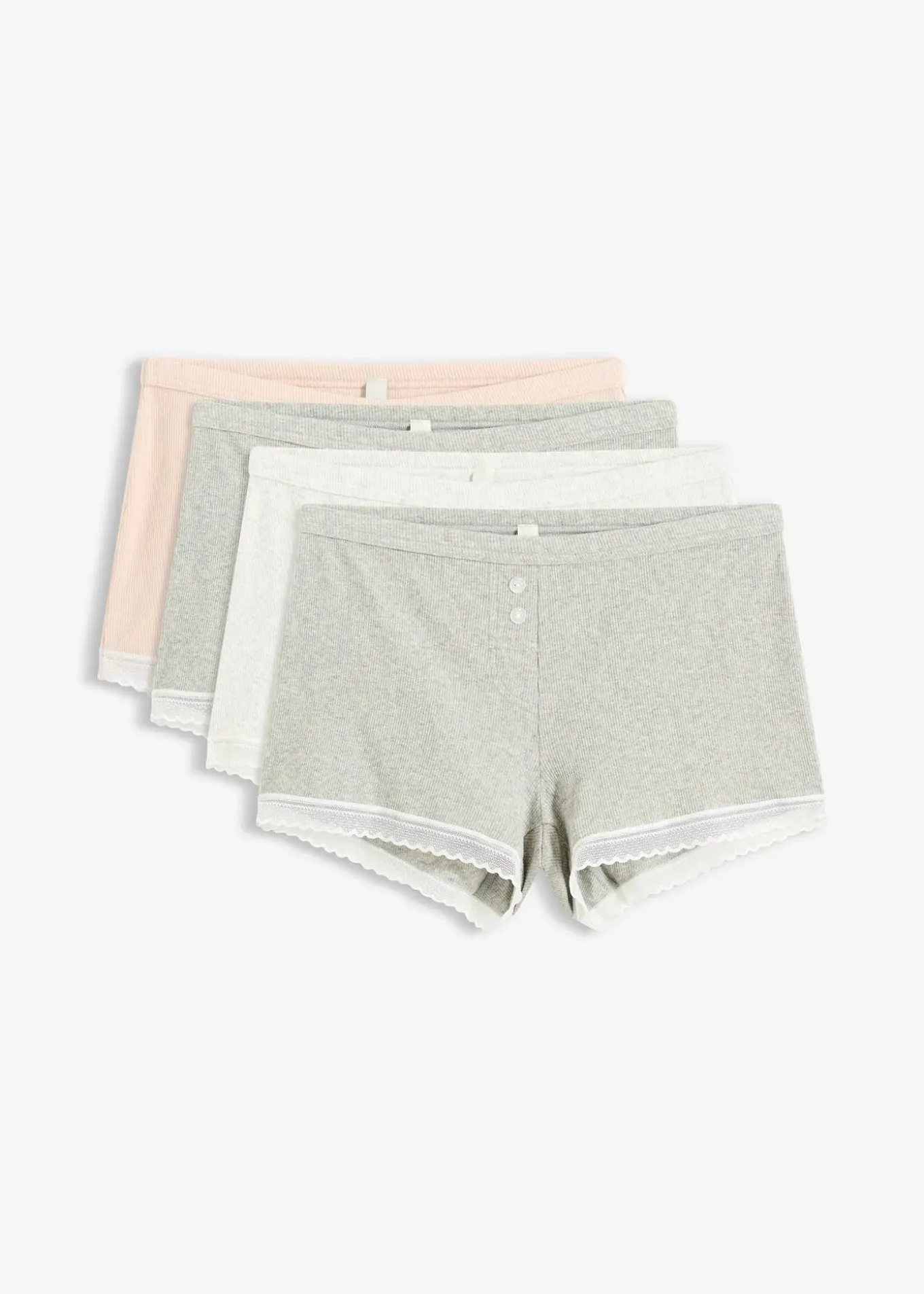 Lot de 4 boxers femme côtelés avec dentelle