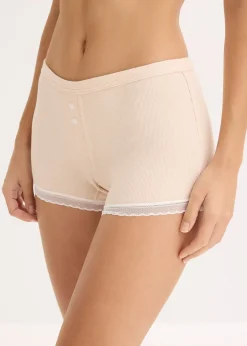 Lot de 4 boxers femme côtelés avec dentelle
