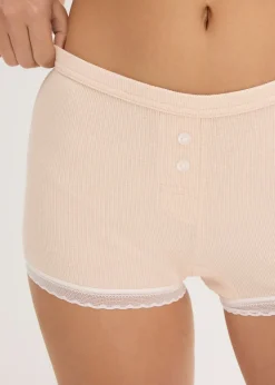 Lot de 4 boxers femme côtelés avec dentelle