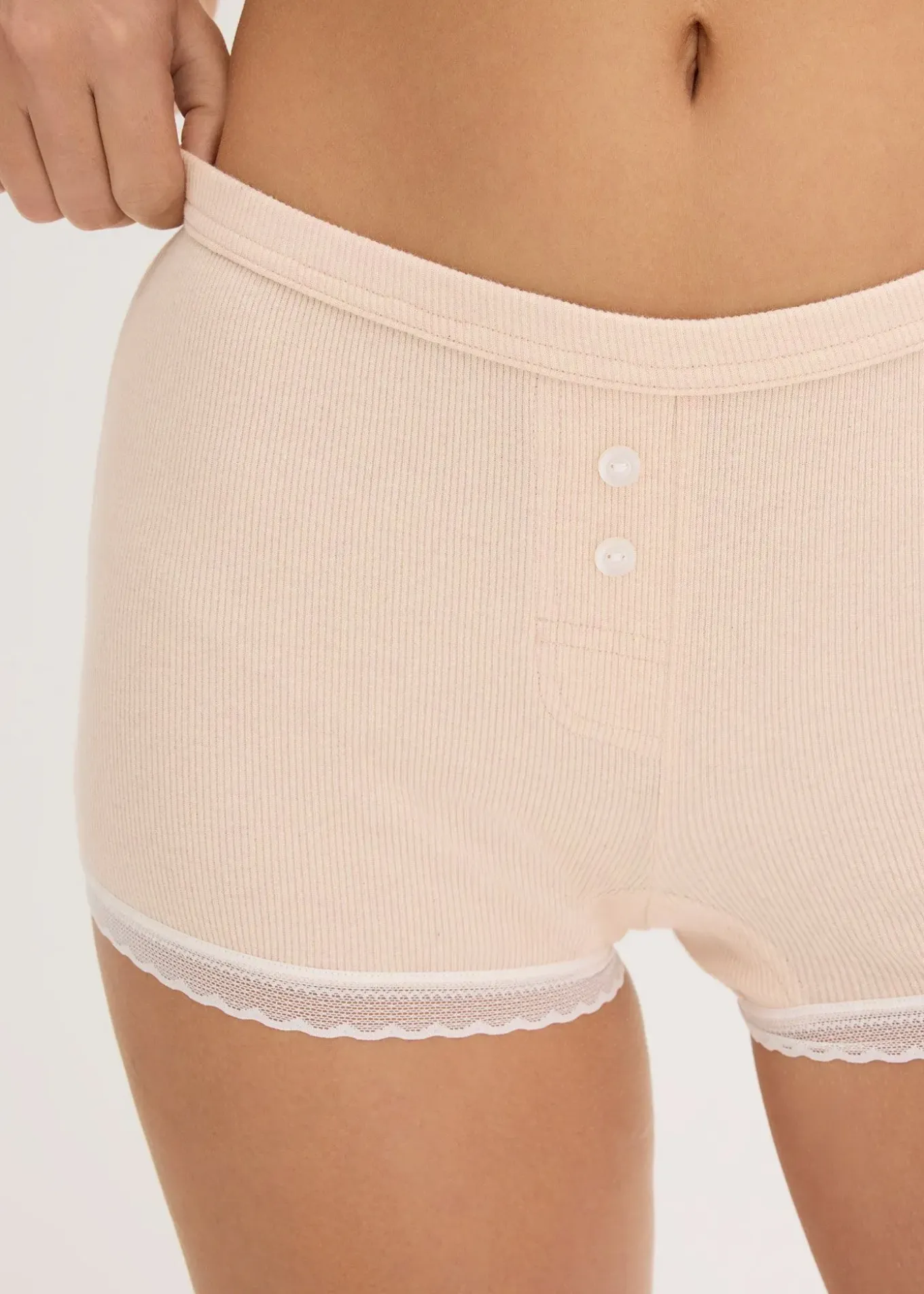 Lot de 4 boxers femme côtelés avec dentelle