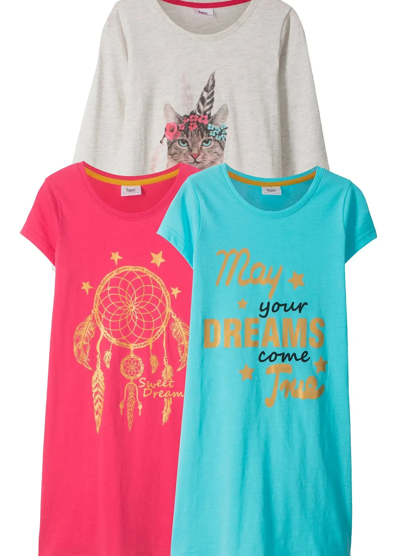 Lot de 3 chemises de nuit en coton doux