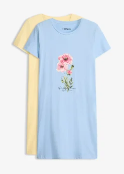 Lot de 2 chemises de nuit courtes 100% coton