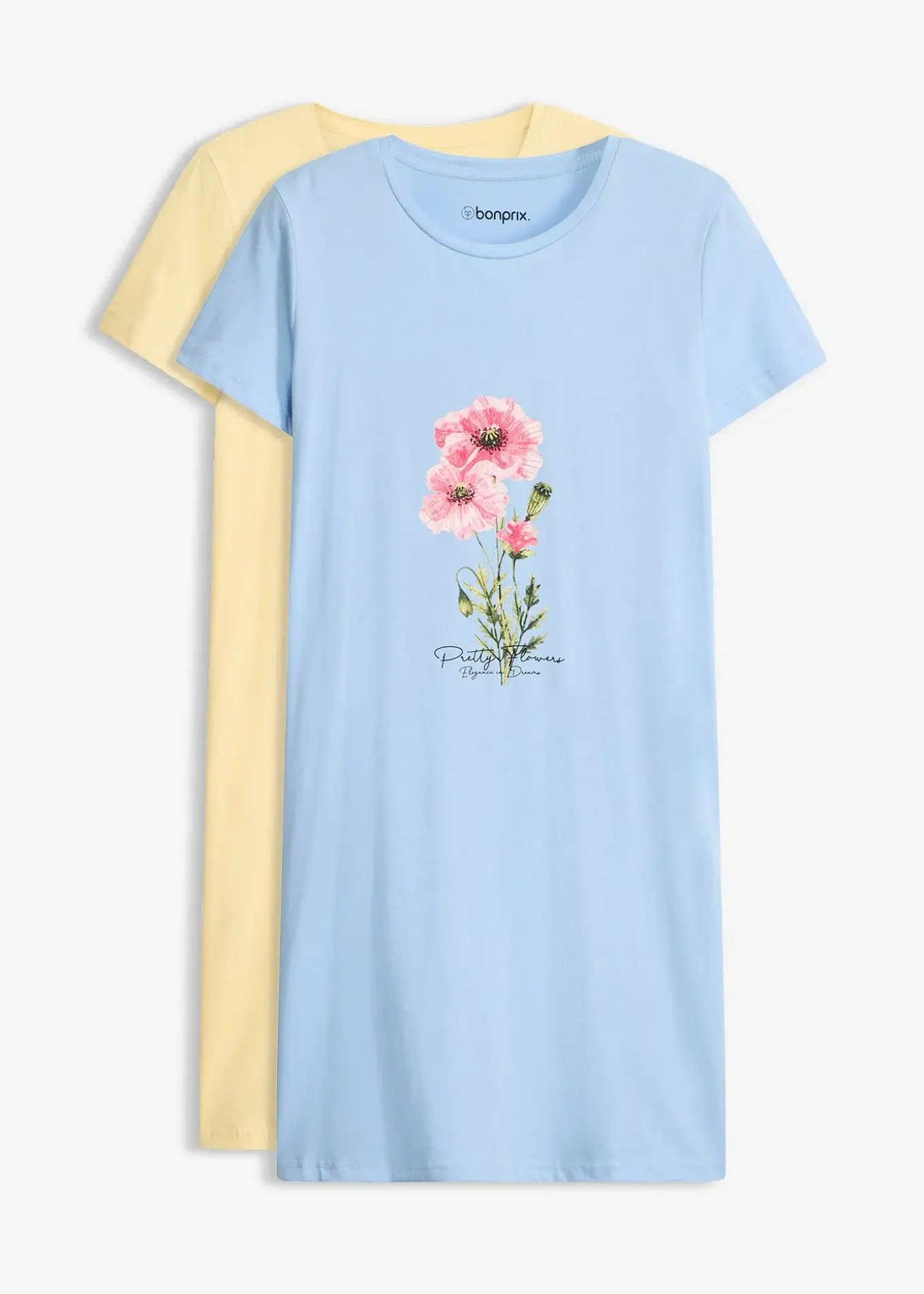 Lot de 2 chemises de nuit courtes 100% coton