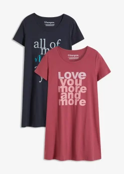 Lot de 2 chemises de nuit courtes 100% coton