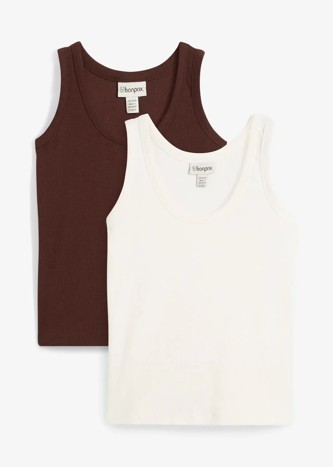 Lot de 2 débardeurs côtelés en coton extensible