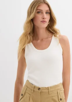 Lot de 2 débardeurs côtelés en coton extensible