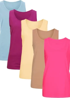 Lot de 5 débardeurs longs 100% coton