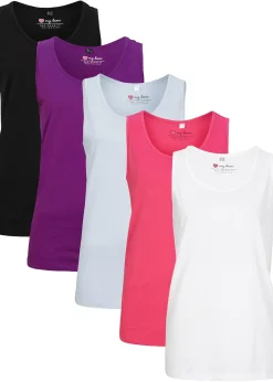 Lot de 5 débardeurs longs 100% coton