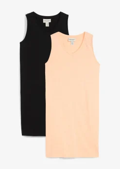 Lot de 2 débardeurs longs 100% coton