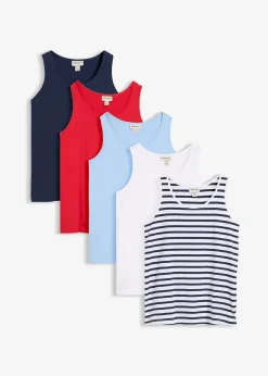 Lot de 5 débardeurs longs 100% coton