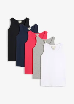 Lot de 5 débardeurs longs 100% coton