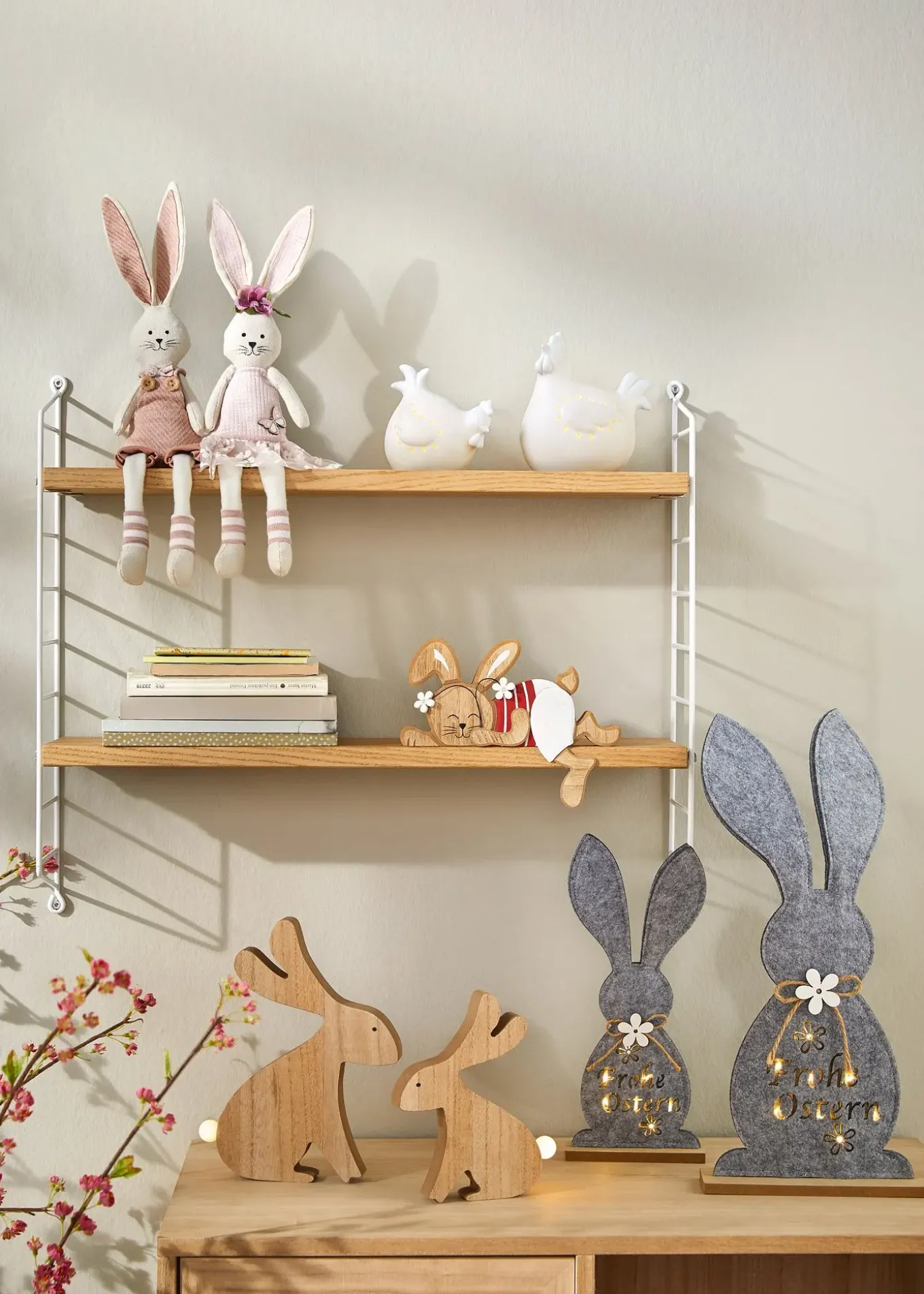 Lot de 2 figurines déco lapins