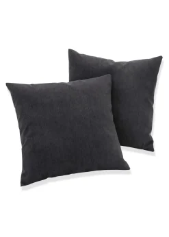 Lot de 2 housses de coussin aspect lin