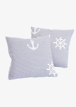 Lot de 2 housses de coussin motif marin