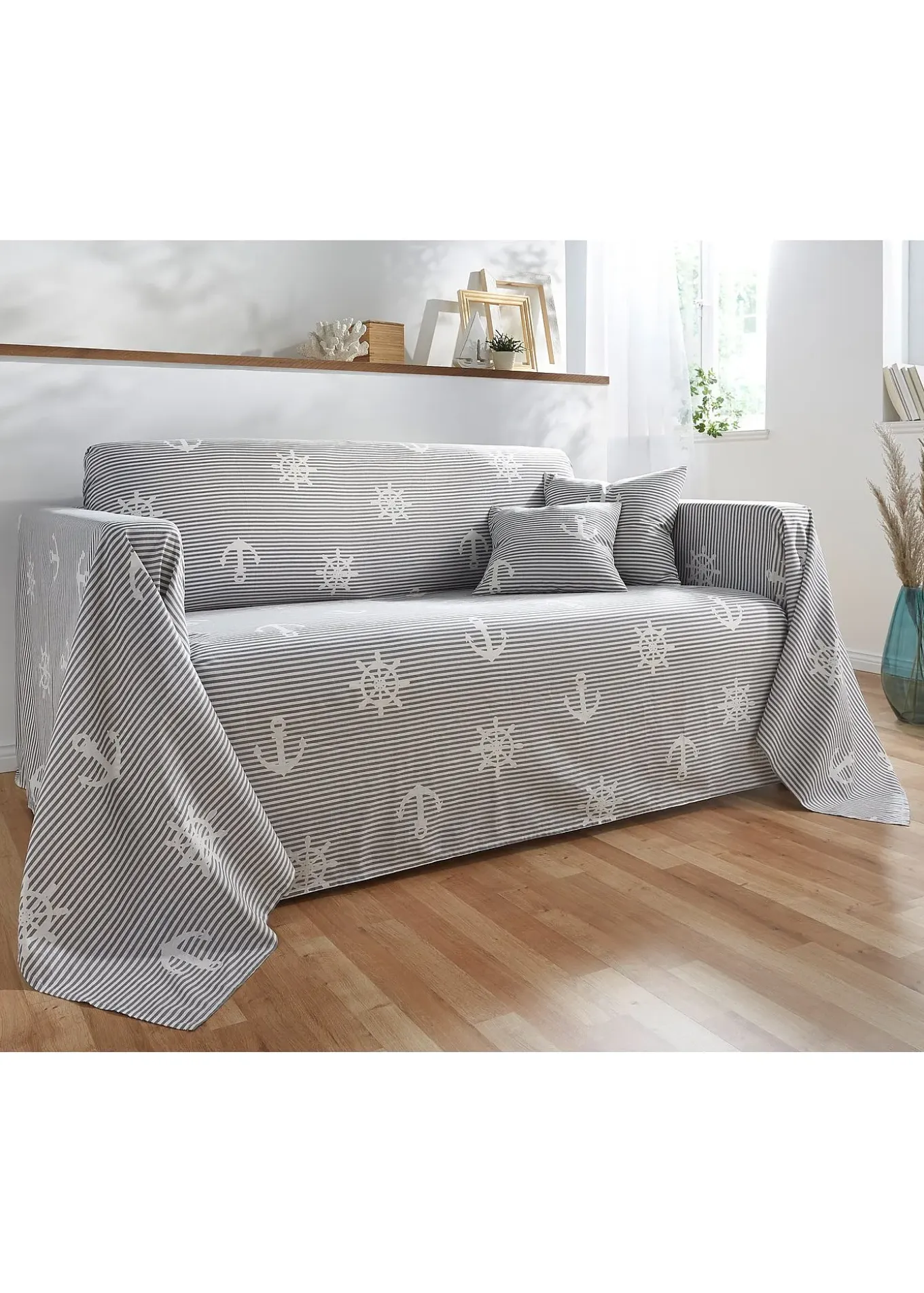 Lot de 2 housses de coussin motif marin