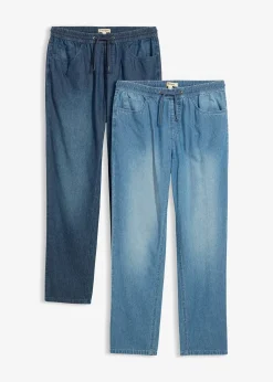 Lot de 2 jeans classiques d’été à taille élastiquée