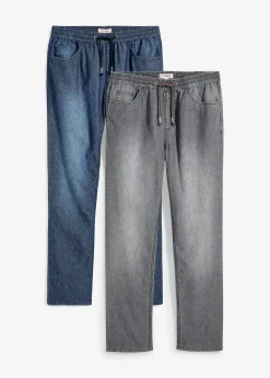 Lot de 2 jeans classiques d’été à taille élastiquée