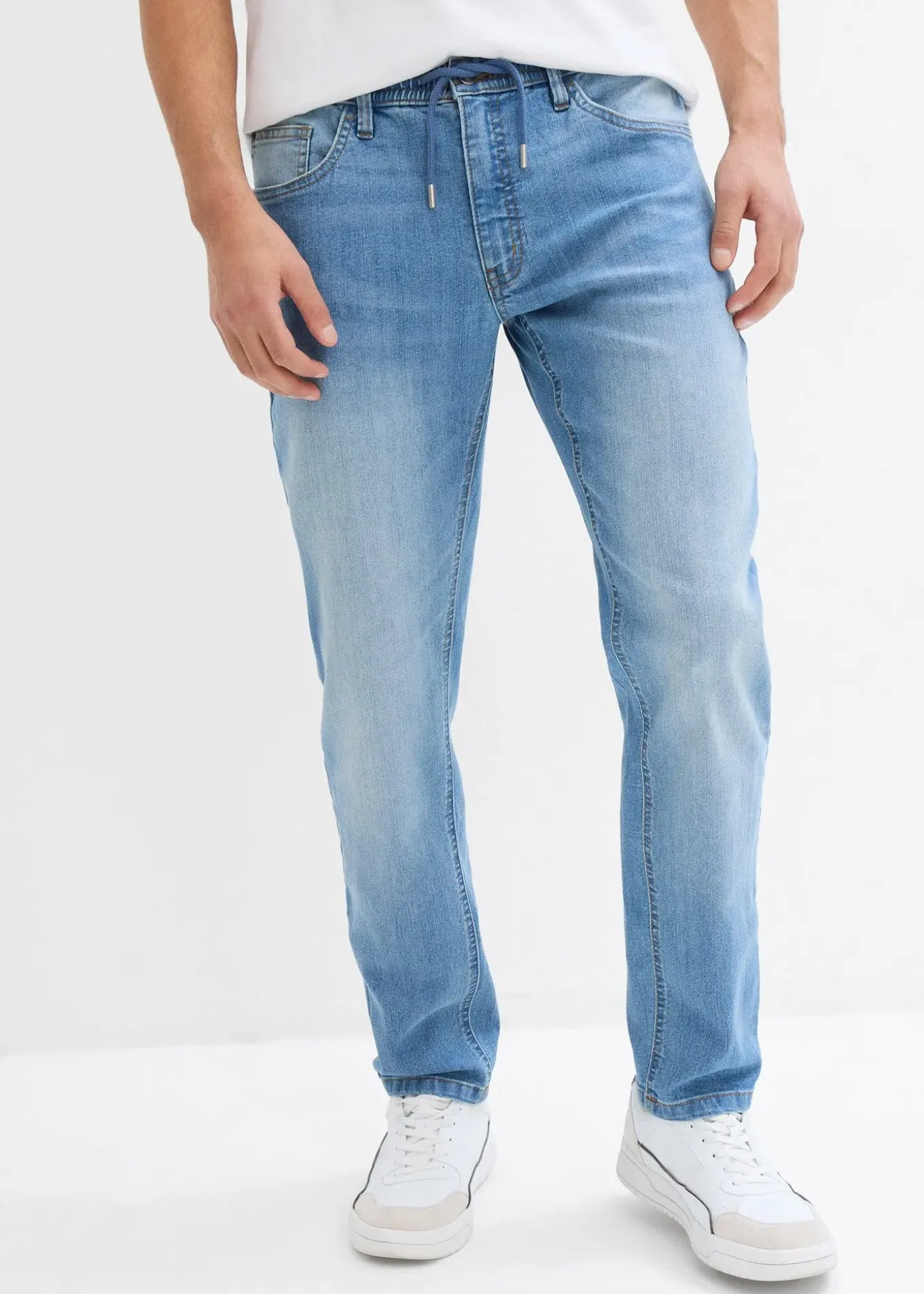 Lot de 2 jeans droits extensibles regular à taille élastiquée