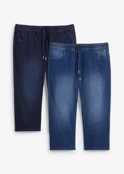 Lot de 2 jeans jogger 3/4 en denim léger, coupe droite regular