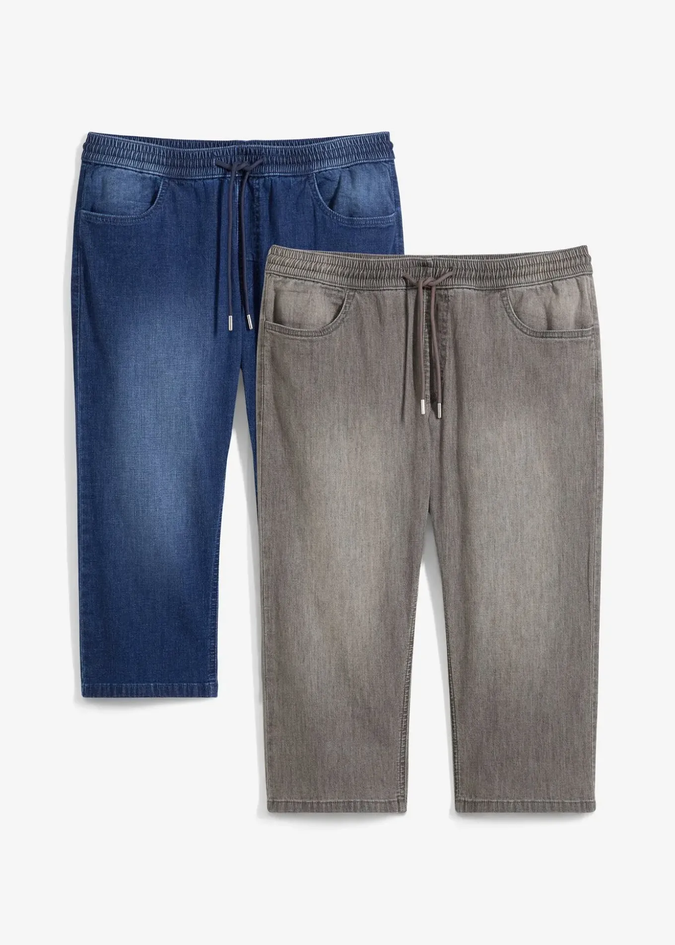 Lot de 2 jeans jogger 3/4 en denim léger, coupe droite regular