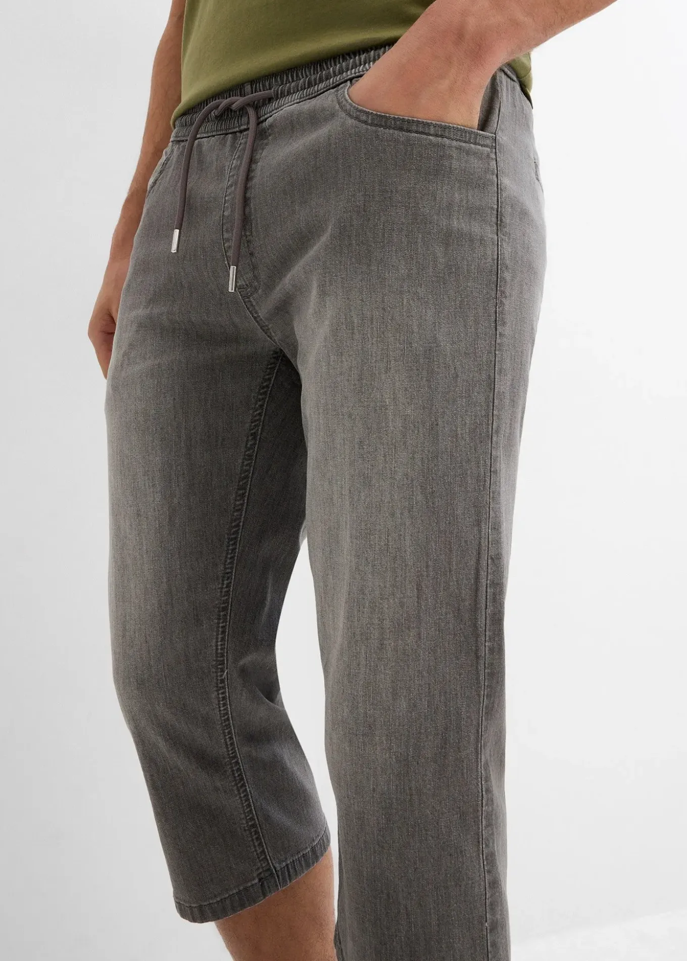 Lot de 2 jeans jogger 3/4 en denim léger, coupe droite regular