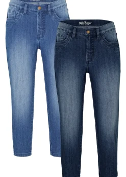 Lot de 2 jeans slim, longueur 3/4, taille mi-haute