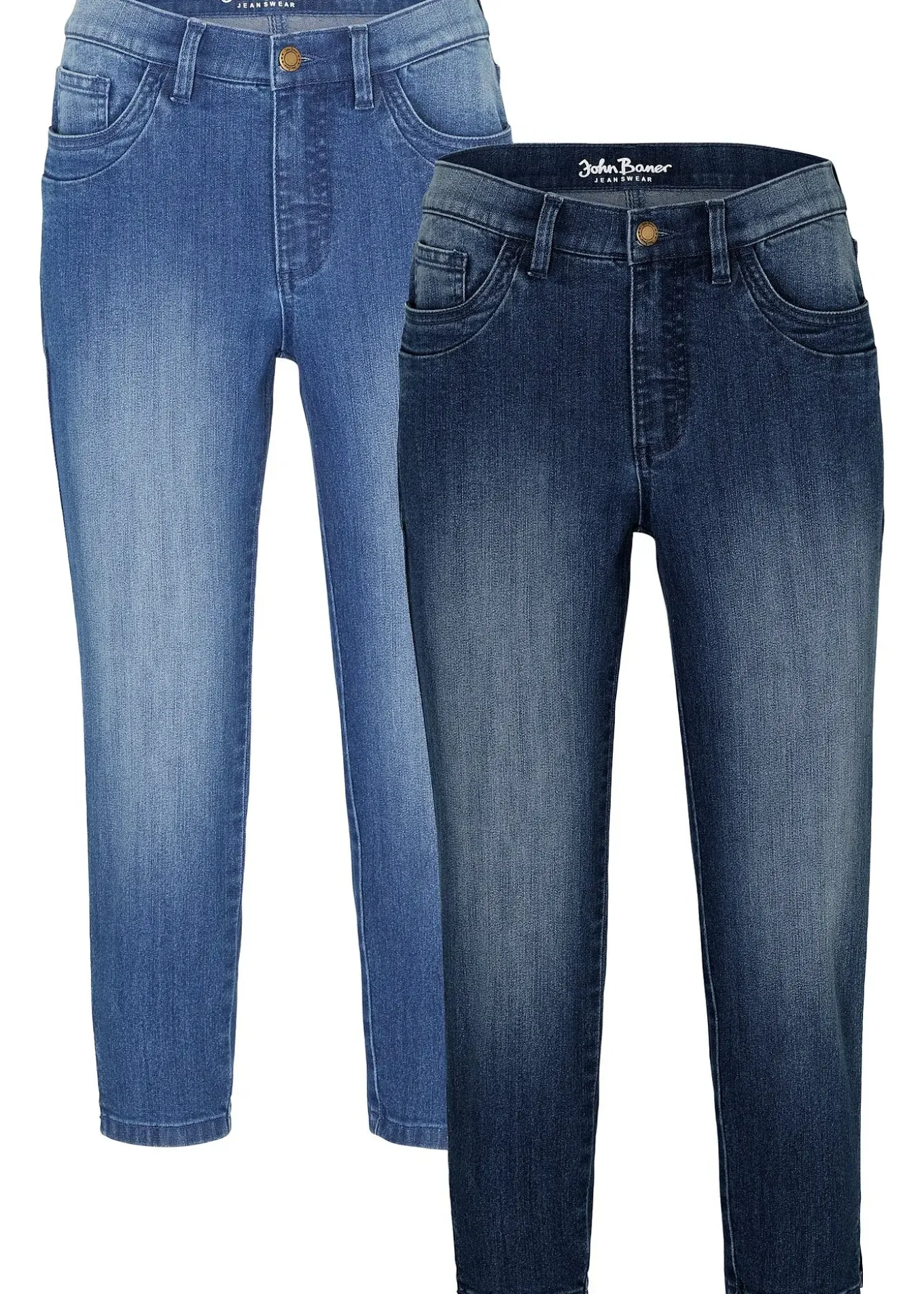 Lot de 2 jeans slim, longueur 3/4, taille mi-haute