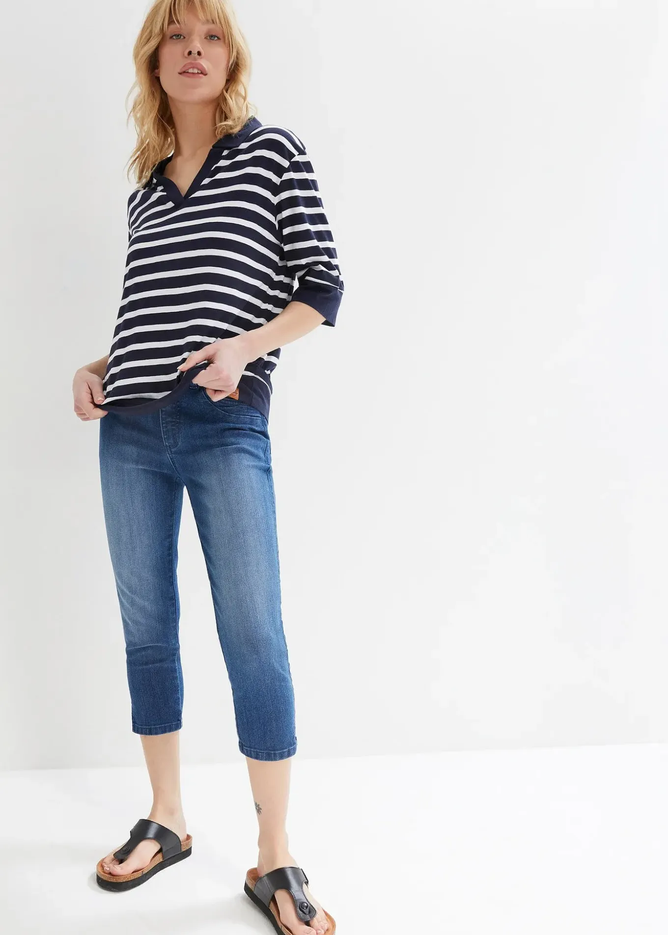 Lot de 2 jeans slim, longueur 3/4, taille mi-haute