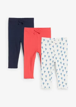 Lot de 3 leggings côtelés avec coton