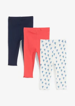 Lot de 3 leggings côtelés avec coton